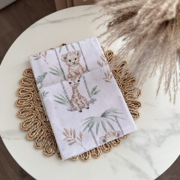 Flaneliniai vystyklai kūdikiams – Safari gyvūnai 60x80cm