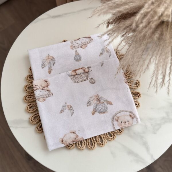 Flaneliniai vystyklai kūdikiams – Meškiukai 80x80cm