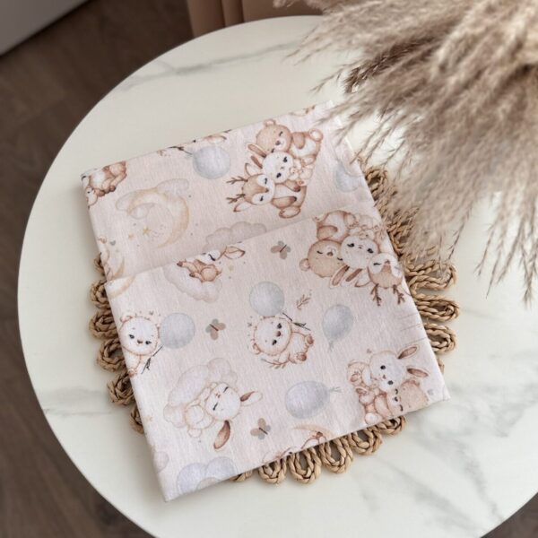 Flaneliniai vystyklai kūdikiams – Miško gyvūnėliai 80x80cm