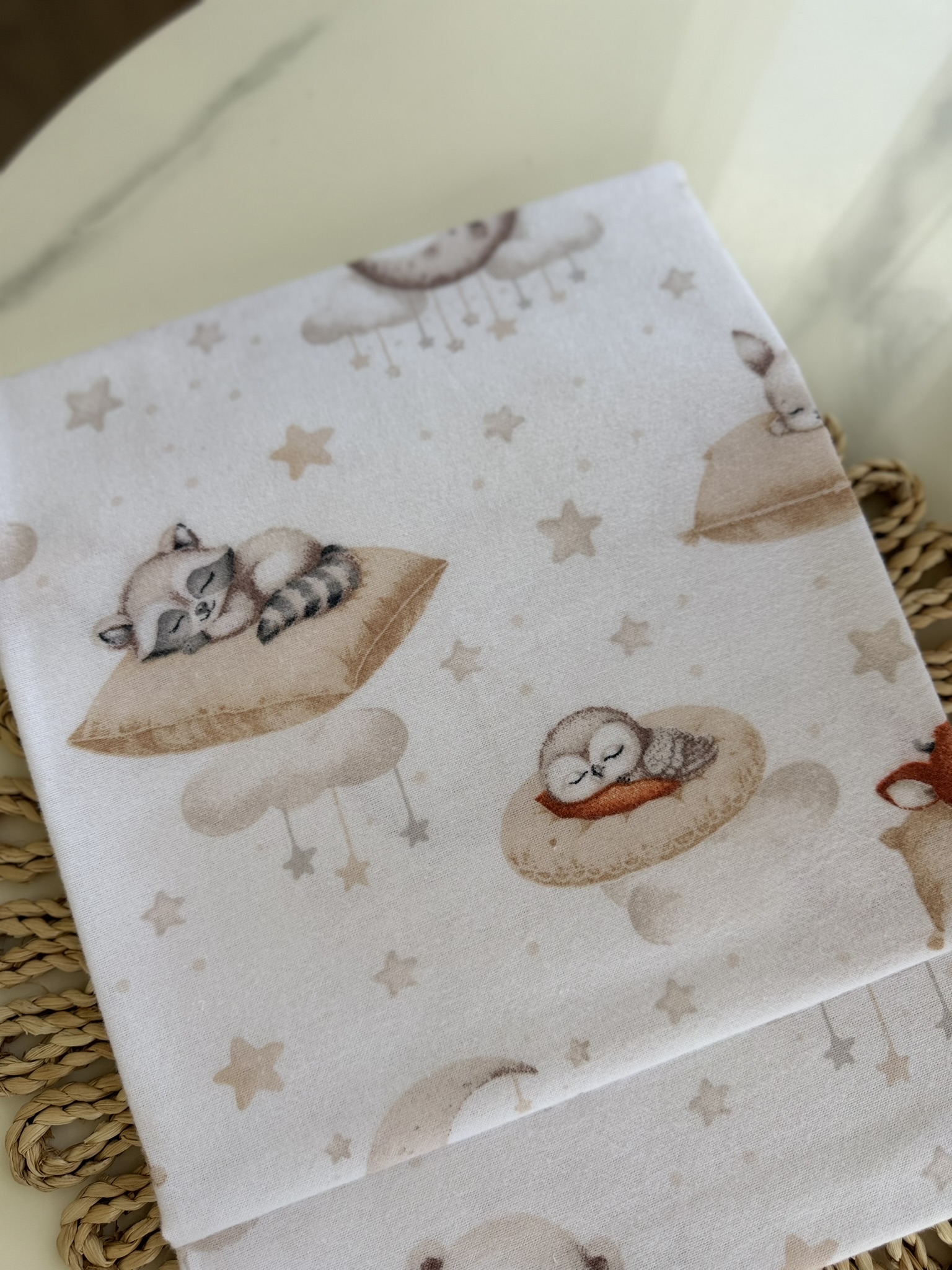 Flaneliniai vystyklai kūdikiams – Miegantys žvėreliai 80x80 cm - Image 2