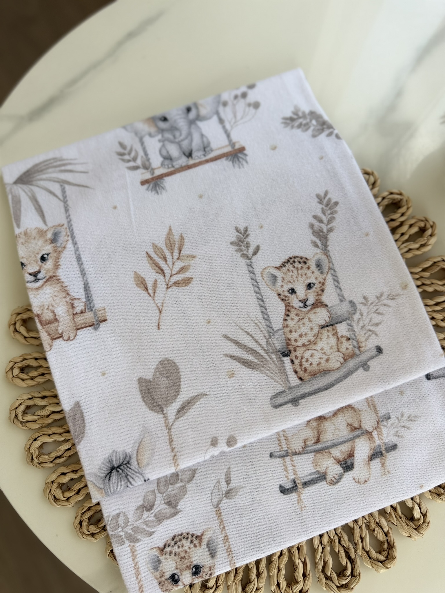 Flaneliniai vystyklai kūdikiams – Safari rudi 80x80 cm - Image 2