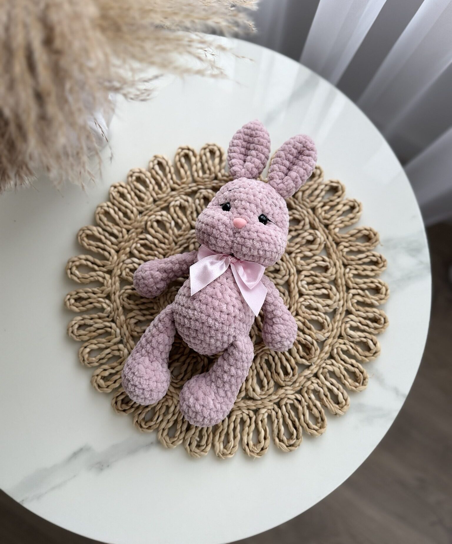 Mini zuikutis pelenų rožinės su rožiniu kaspinu